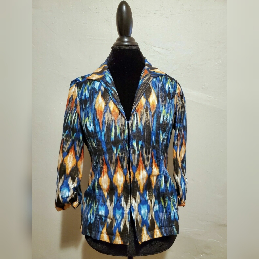 Chico's Metallic Abstract Linen Jacket, 0 (S/4)